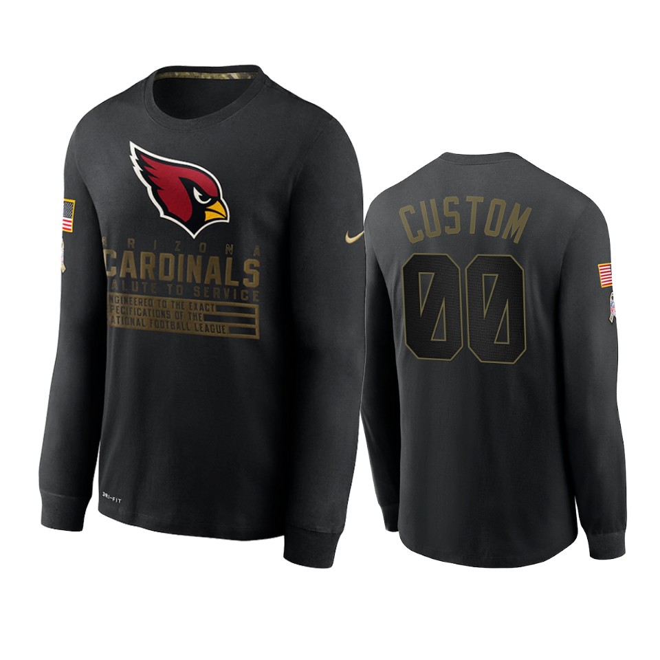 Cardinals Black Custom 2020 Salute To Service Sideline Performance T-shirt