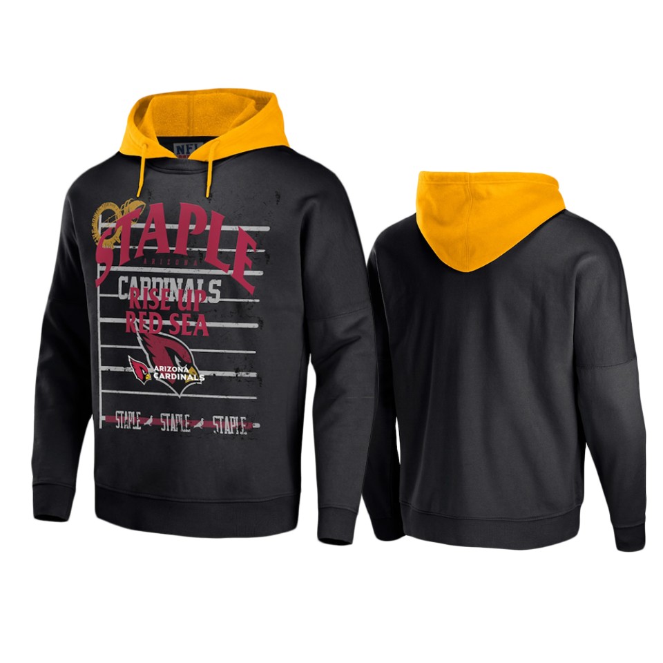 Cardinals Black Staple Throwback Vintage Wash Hoodie