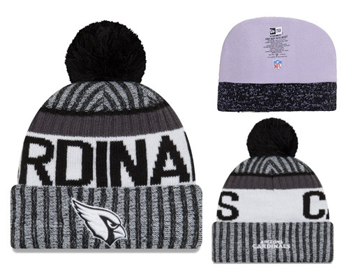Cardinals Black White 2017 NFL Sideline Pom Knit Hat YD