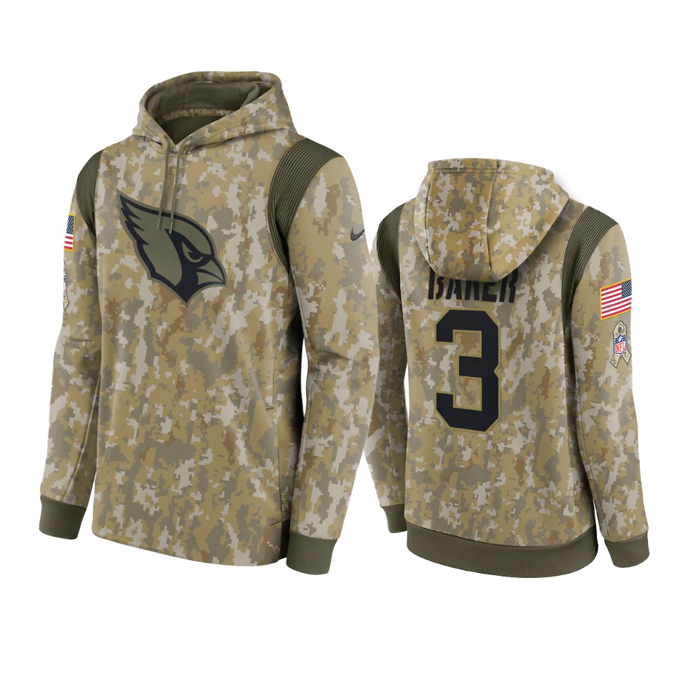 Cardinals Camo Budda Baker 2021 Salute To Service Therma Hoodie