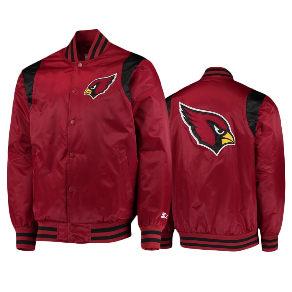 Cardinals Cardinal Black Prime Time Twill Satin Varsity Full-Snap Jacket