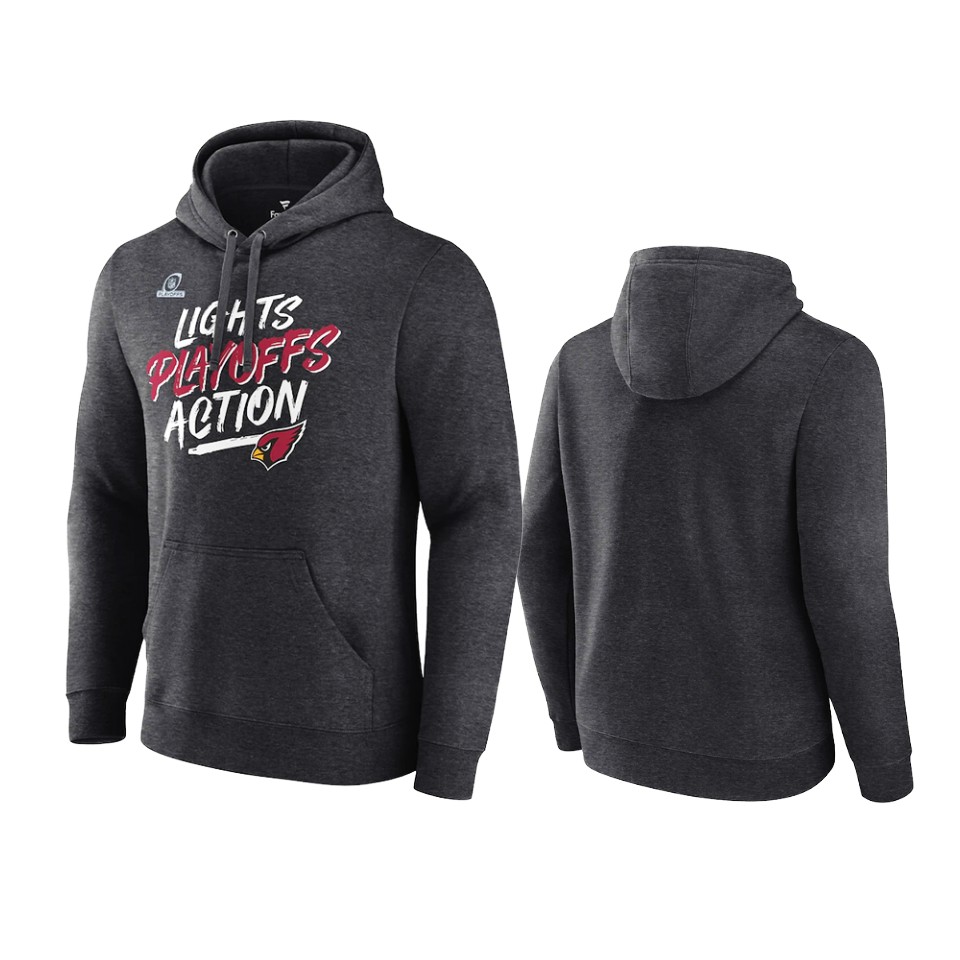 Cardinals Charcoal 2021 NFL Playoffs Lights Action Hoodie