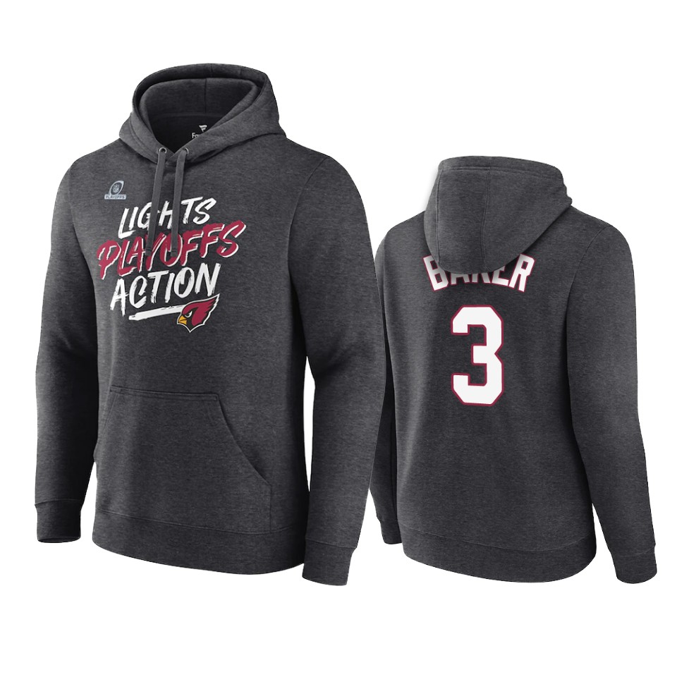 Cardinals Charcoal Budda Baker 2021 NFL Playoffs Hoodie