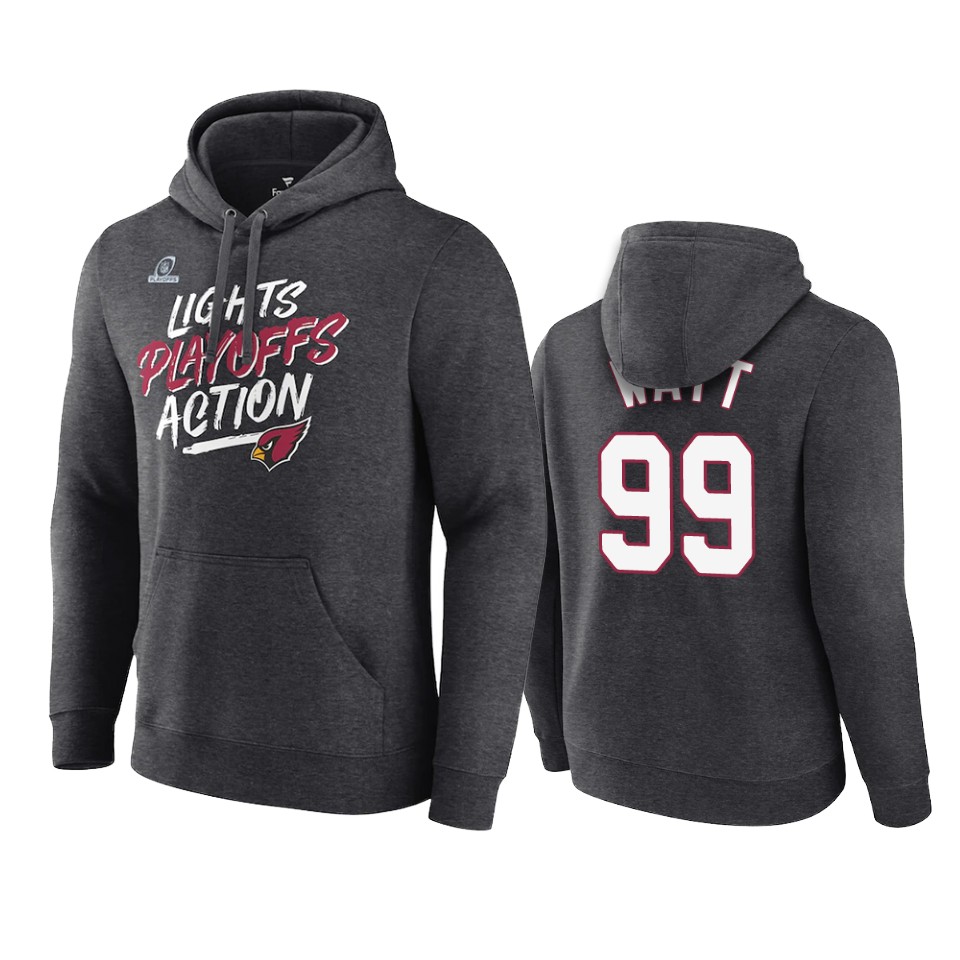 Cardinals Charcoal J.J. Watt 2021 NFL Playoffs Hoodie