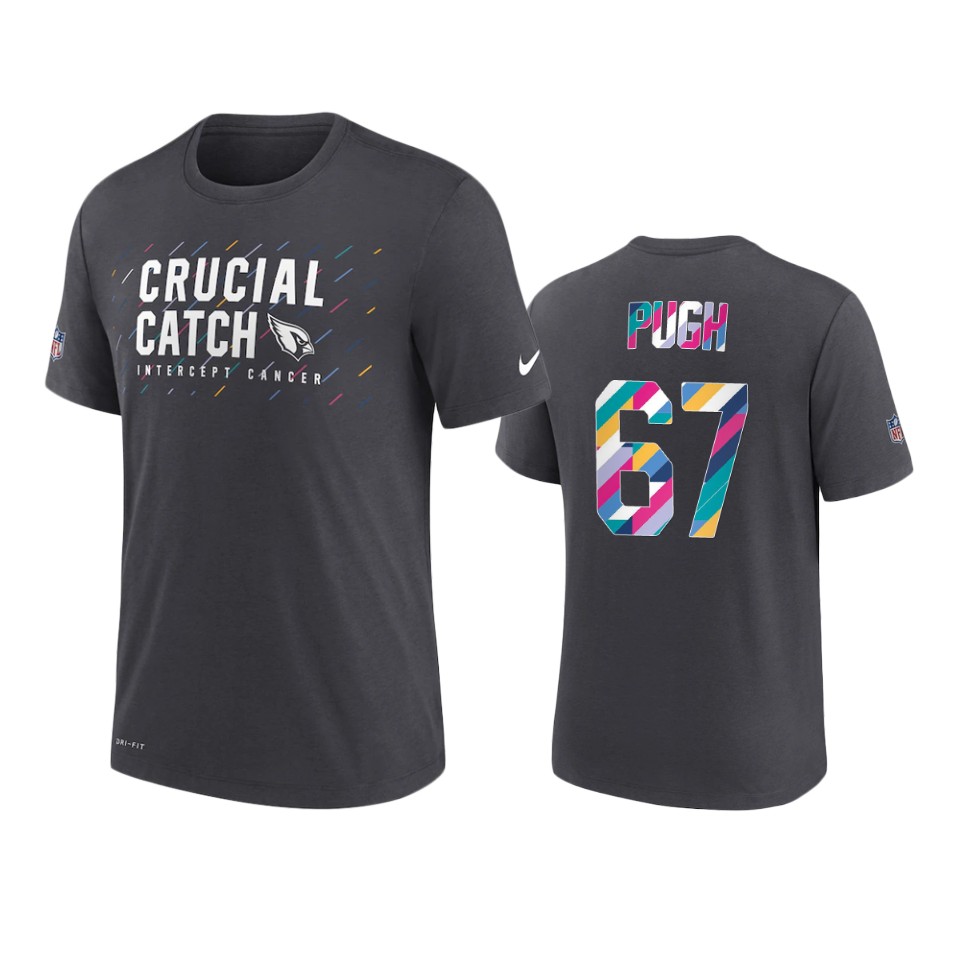 Cardinals Charcoal Justin Pugh 2021 NFL Crucial Catch T-Shirt