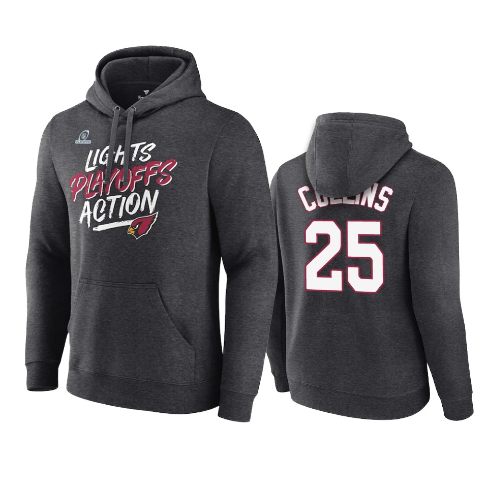 Cardinals Charcoal Zaven Collins 2021 NFL Playoffs Hoodie