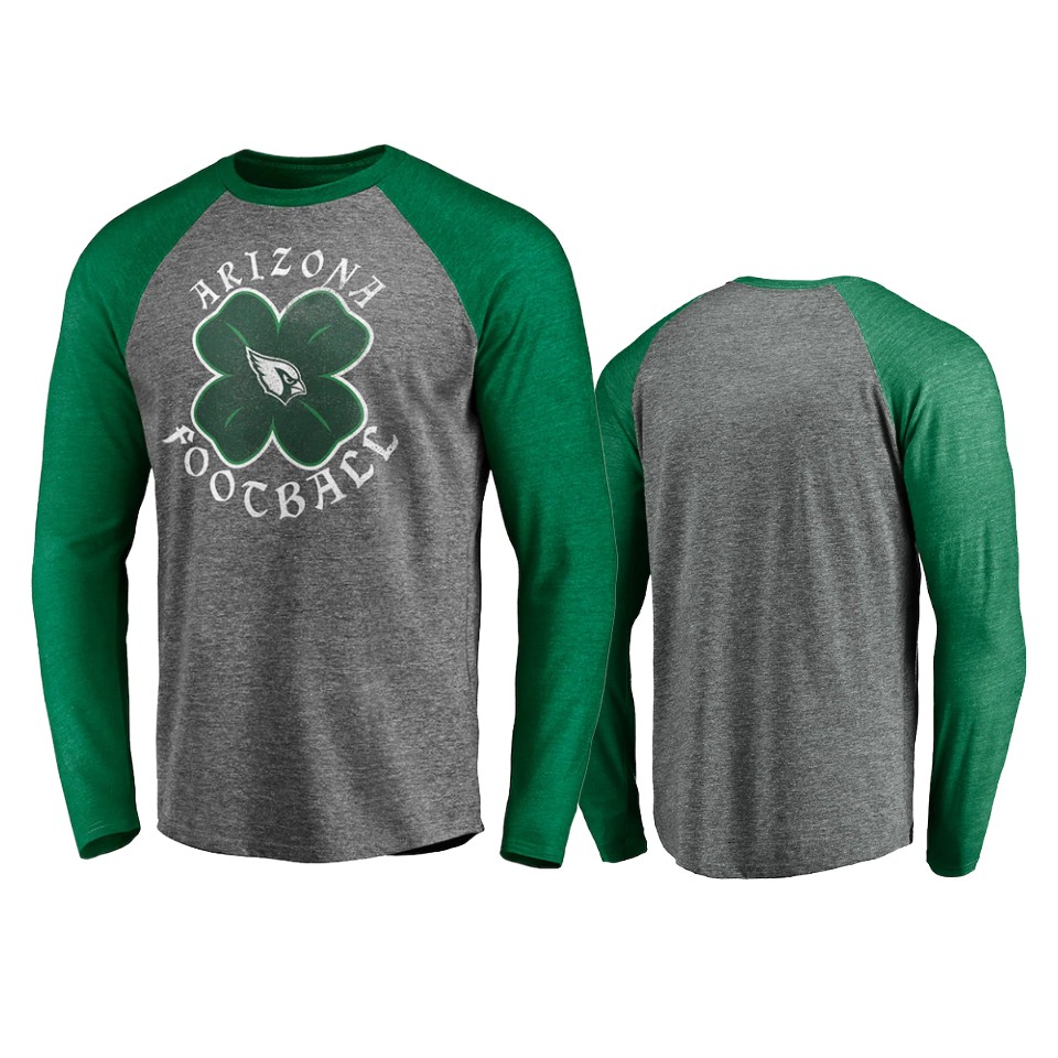 Cardinals Gray Green St. Patrick's Day Celtic Crew Tri-Blend Raglan T-Shirt