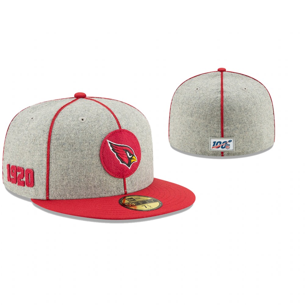 Cardinals Heather Gray Cardinal 2019 NFL Sideline Home 1920s 59FIFTY Fitted Hat