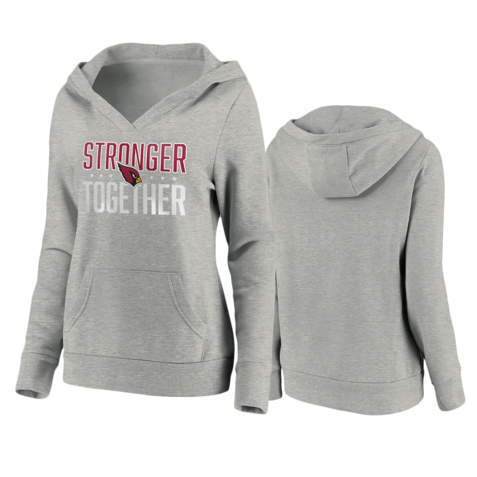 Cardinals Heather Gray Stronger Together Crossover Neck Hoodie