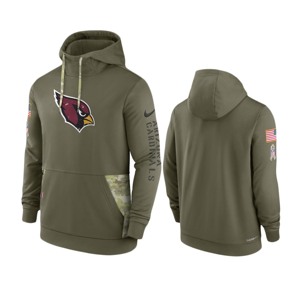 Cardinals Olive 2022 Salute to Service Therma Hoodie