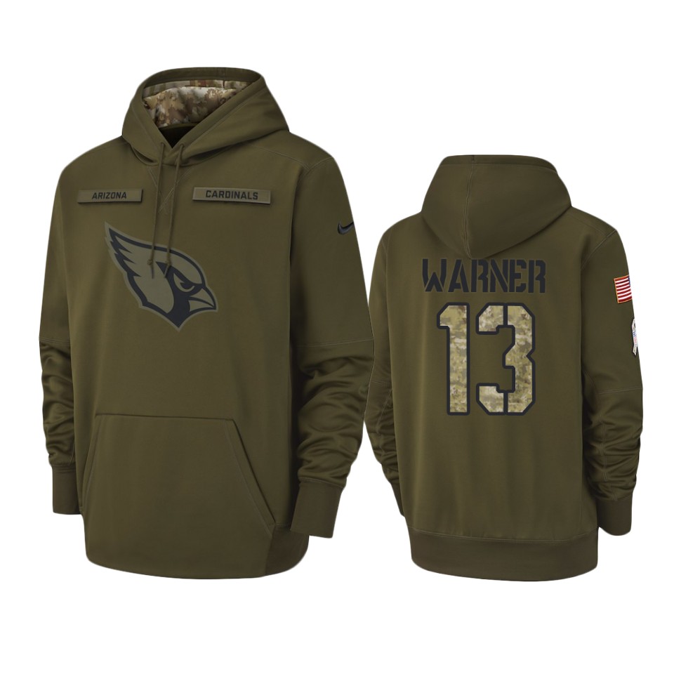 Cardinals Olive Kurt Warner 2018 Salute To Service Hoodie Men's