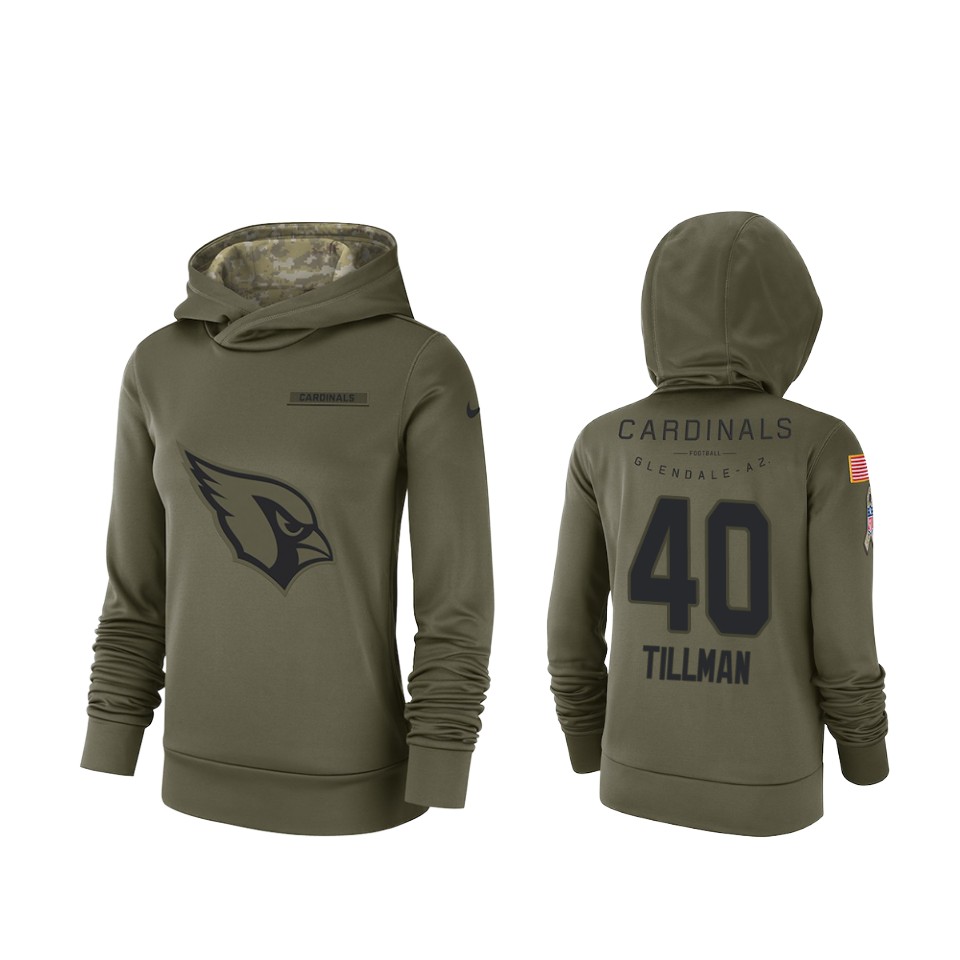 Cardinals Olive Pat Tillman 2018 Salute to Service Pullover Hoodie Women