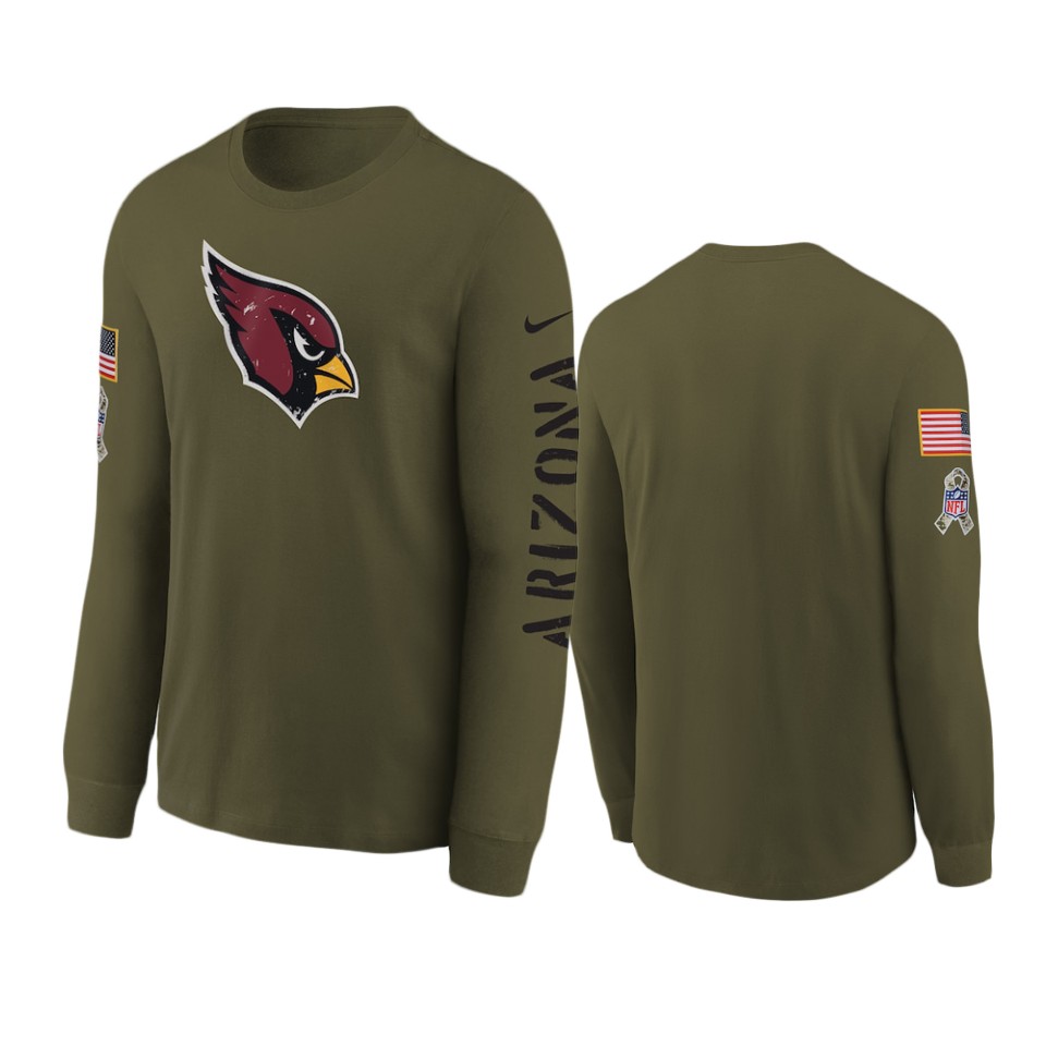 Cardinals Olive Team Logo Long Sleeve T-Shirt 2022 Salute To Service