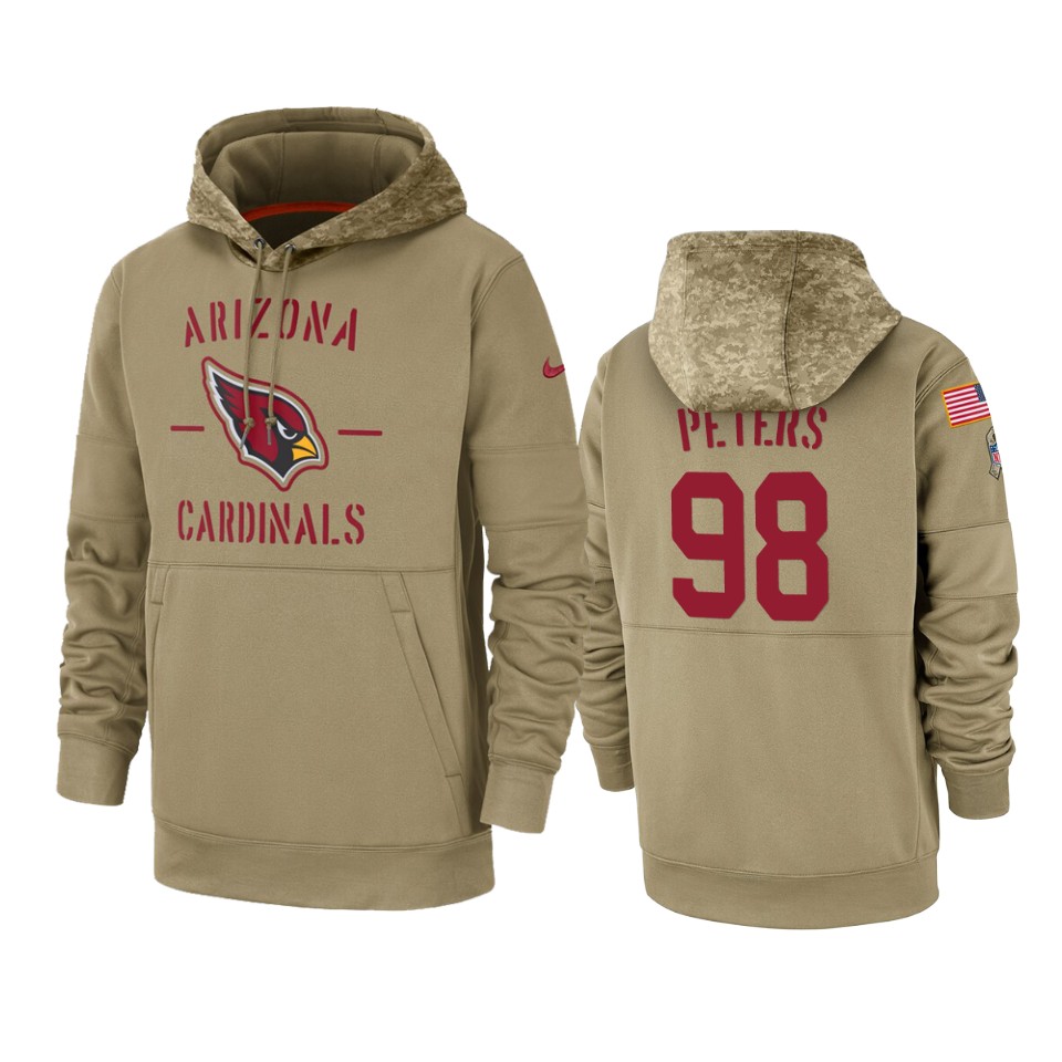 Cardinals Tan Corey Peters 2019 Salute to Service Sideline Therma Hoodie