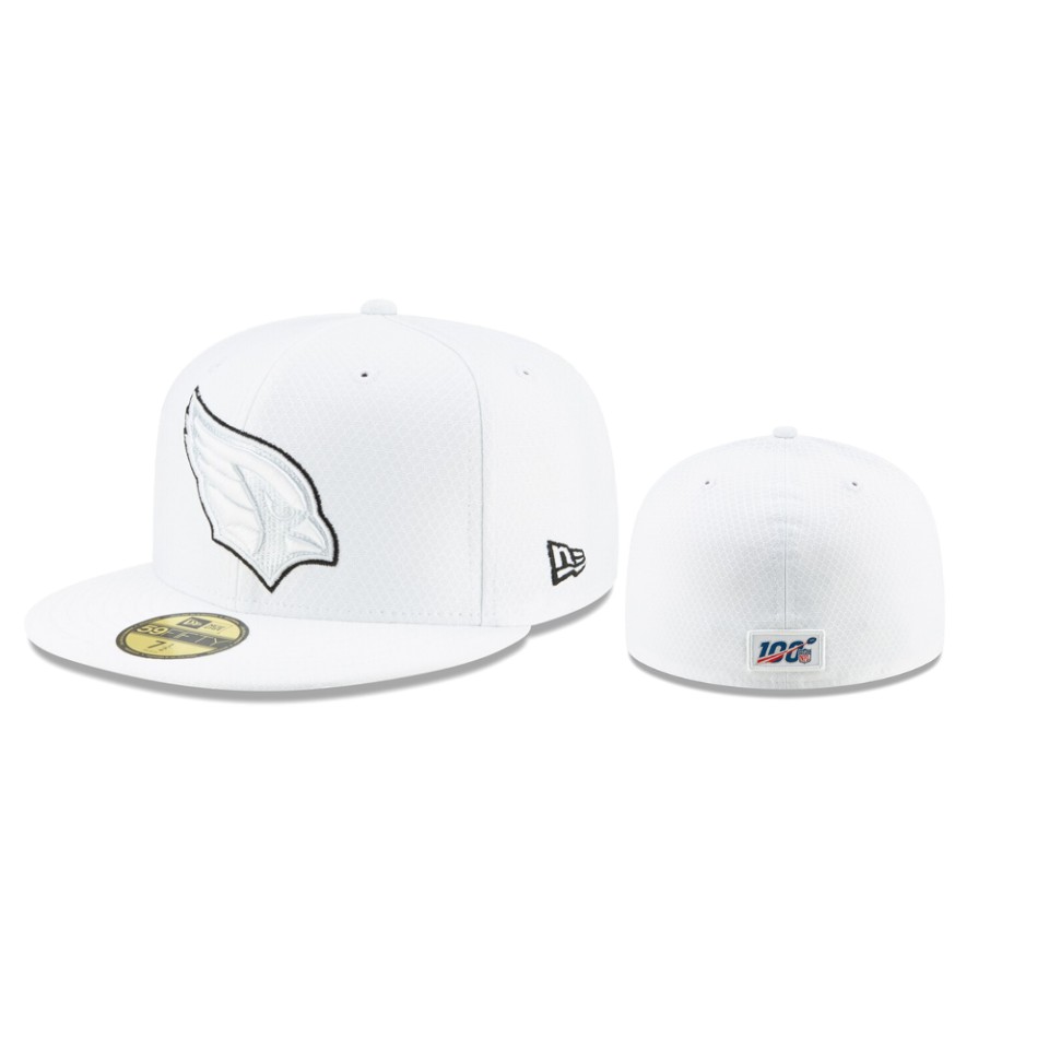 Cardinals White 2019 NFL Sideline Platinum 59FIFTY Fitted Hat