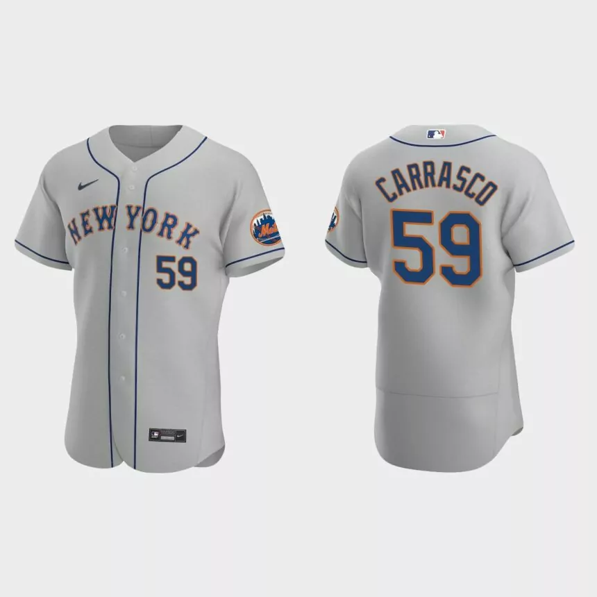 Carlos Carrasco #59 New York Mets Authentic Road Jersey – Gray