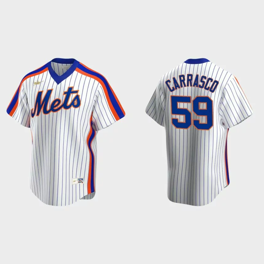 Carlos Carrasco #59 New York Mets Cooperstown Collection Home Jersey – White