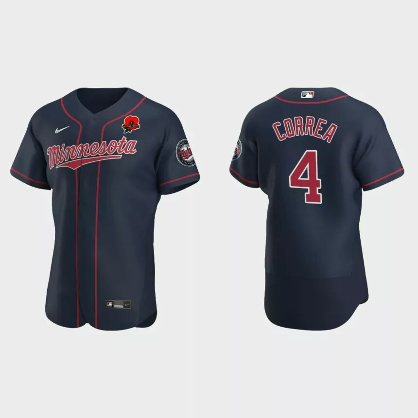 Carlos Correa Minnesota Twins 2022 Memorial Day Poppy Patch Authentic Jersey – Navy