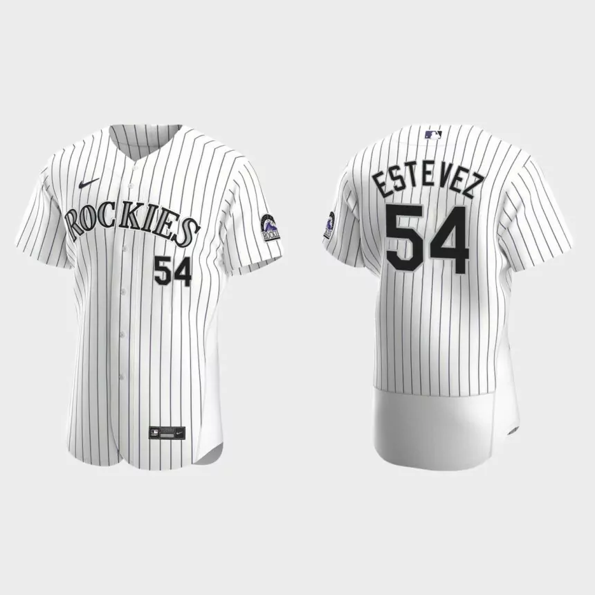 Carlos Estevez Colorado Rockies Authentic Home Jersey – White Purple