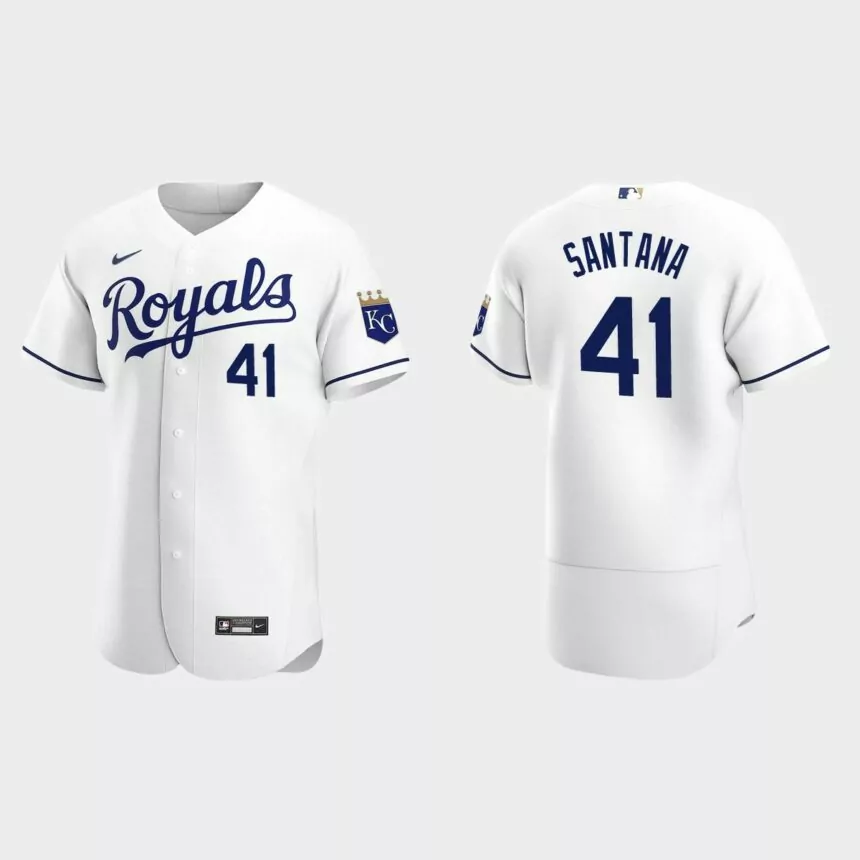 Carlos Santana #41 Kansas City Royals Authentic Home Jersey – White
