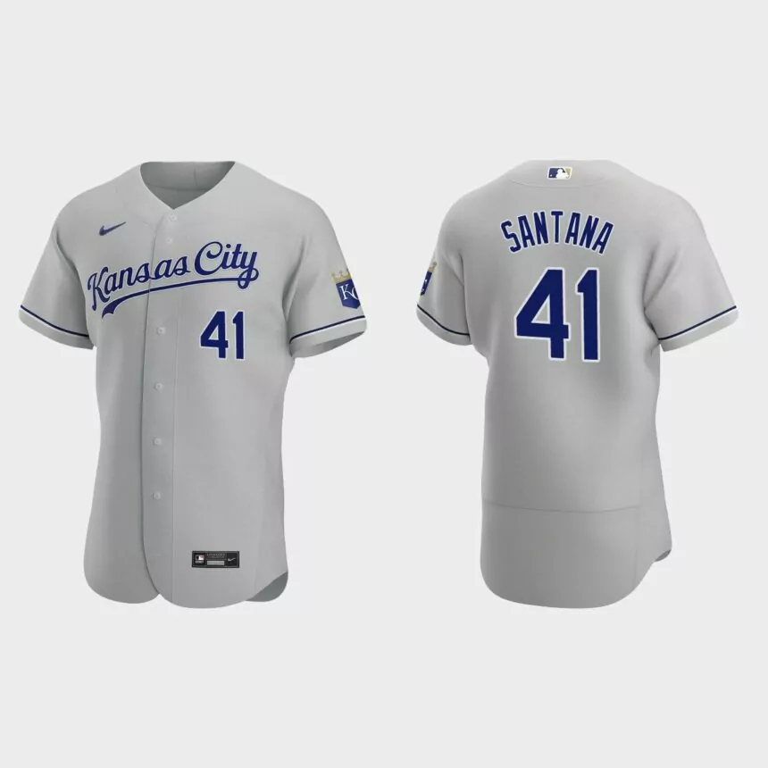 Carlos Santana #41 Kansas City Royals Authentic Road Jersey – Gray
