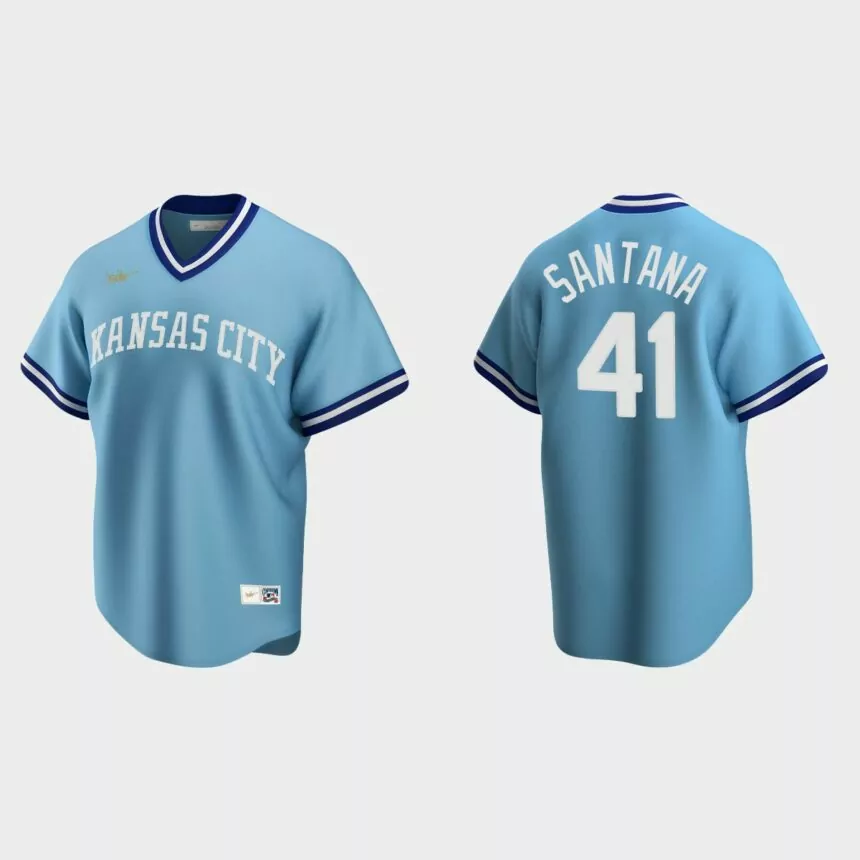 Carlos Santana #41 Kansas City Royals Cooperstown Collection Road Jersey – Light Blue