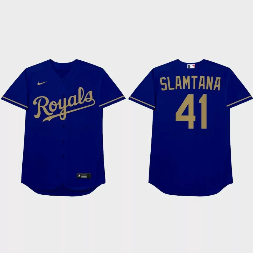Carlos Santana 2021 Players’ Weekend Slamtana Nickname Jersey – Blue
