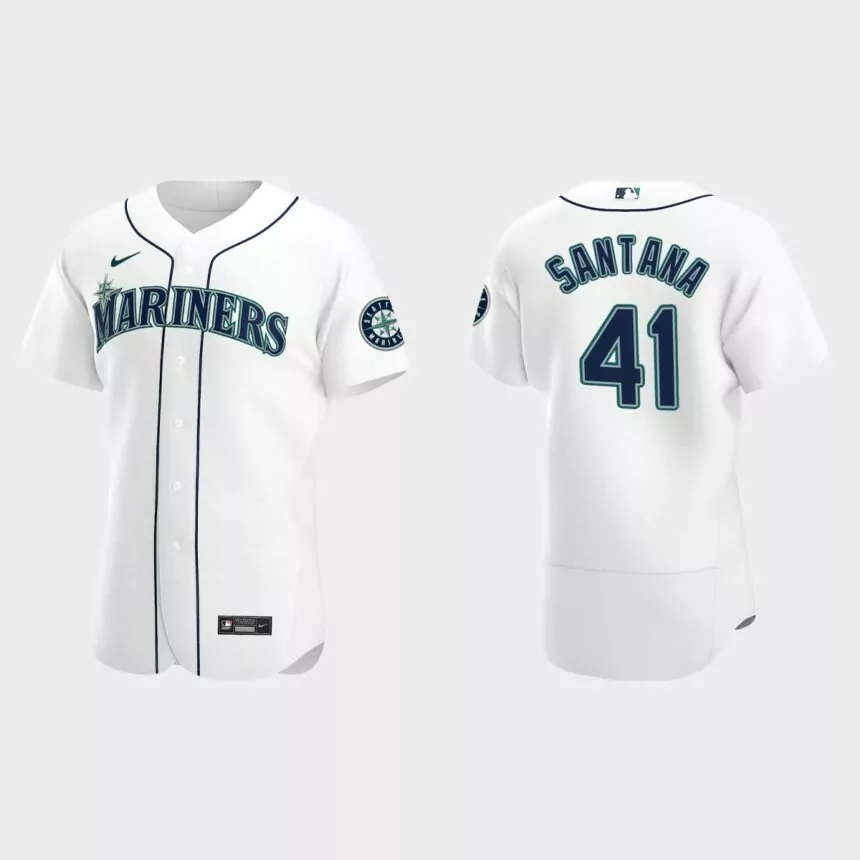 Carlos Santana Seattle Mariners Authentic Home Jersey – White