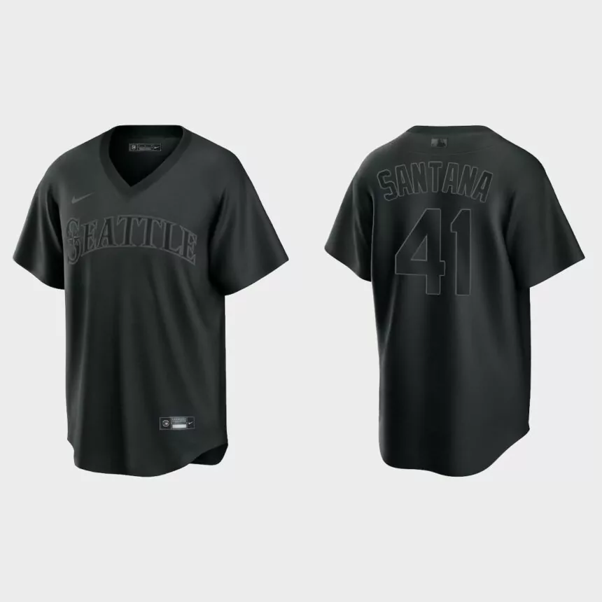 Carlos Santana Seattle Mariners Pitch Black Fashion Replica Jersey – Black