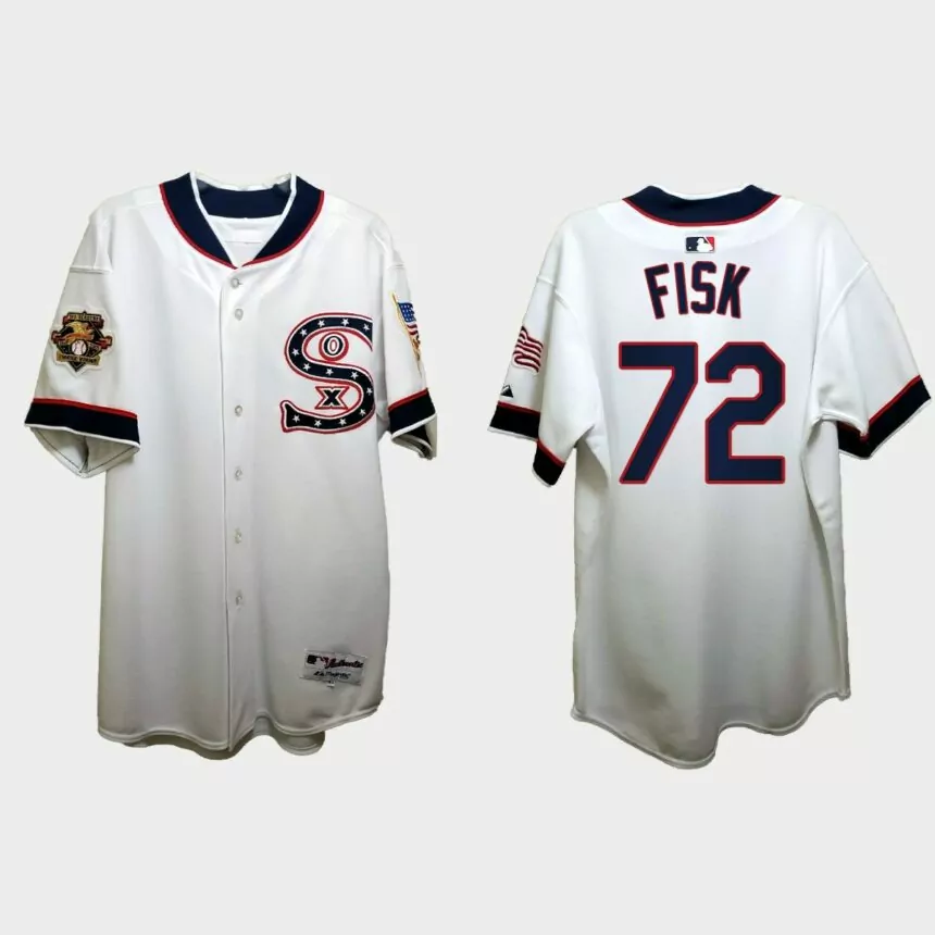 Carlton Fisk Chicago White Sox Independence Day 1917 Throwback Jersey – White