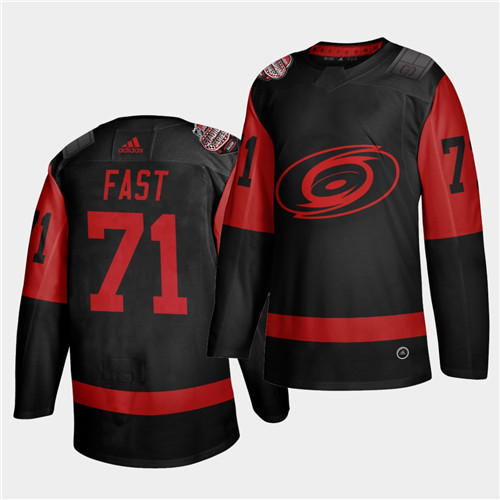 Carolina Hurricanes #71 Jesper Fast Black Men's 2021 Stadium Series Outdoor Game Jersey