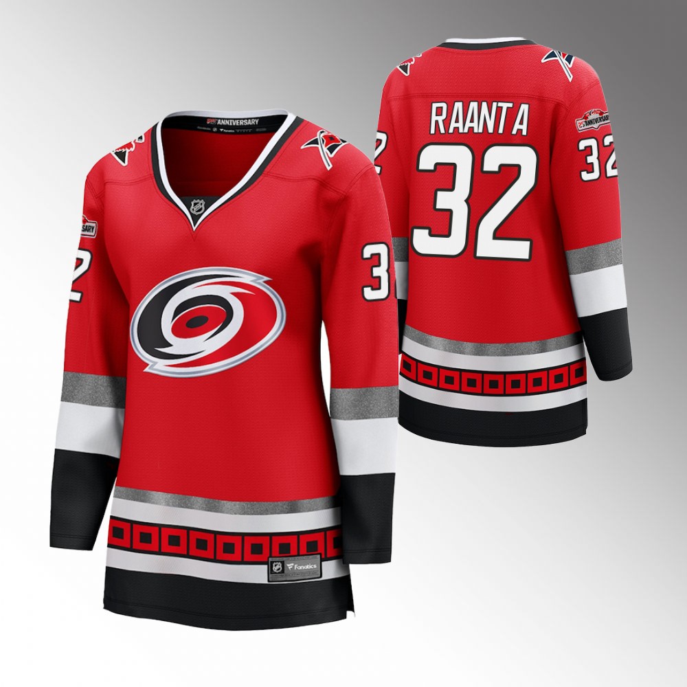 Carolina Hurricanes Antti Raanta Women Red 25th Anniversary Jersey