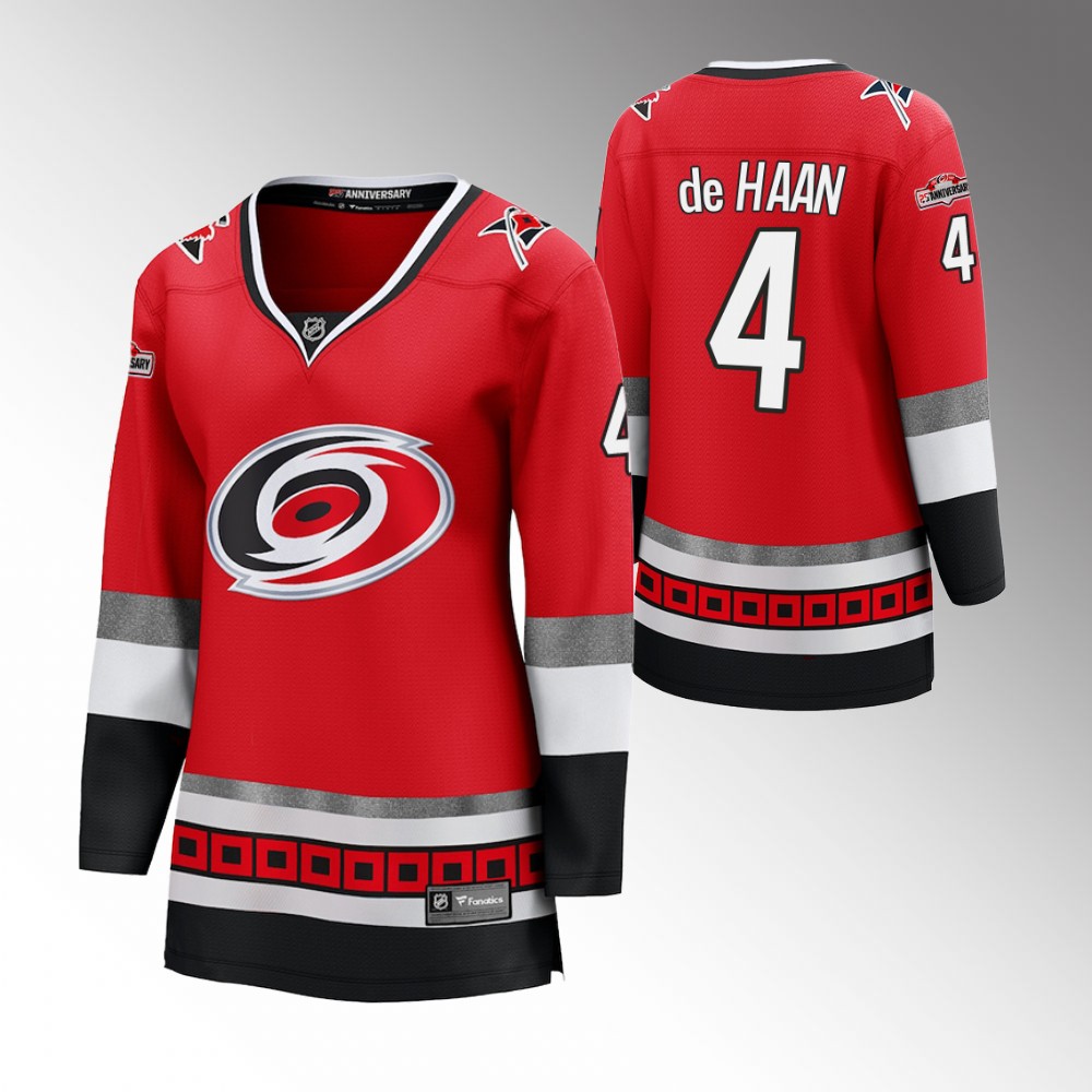 Carolina Hurricanes Calvin de Haan Women Red 25th Anniversary Jersey
