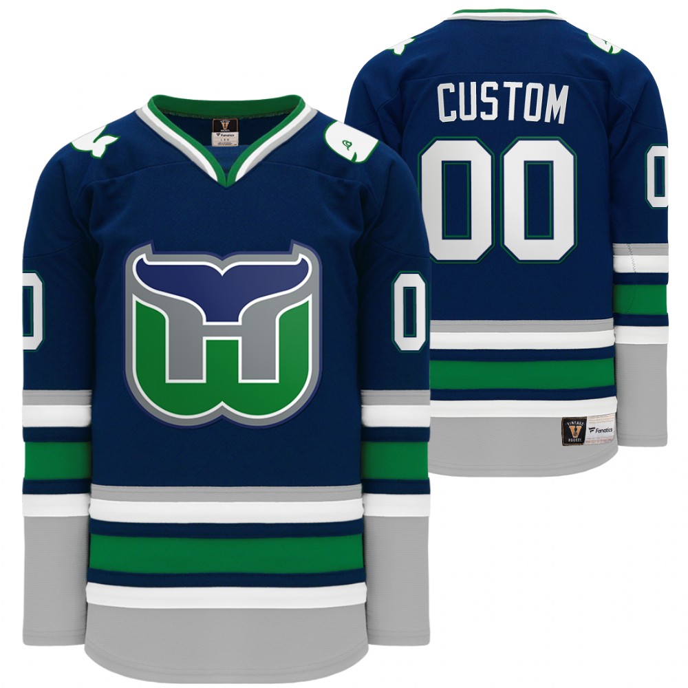 Carolina Hurricanes Hartford Heritage Whalers Night Custom Throwback Navy Jersey