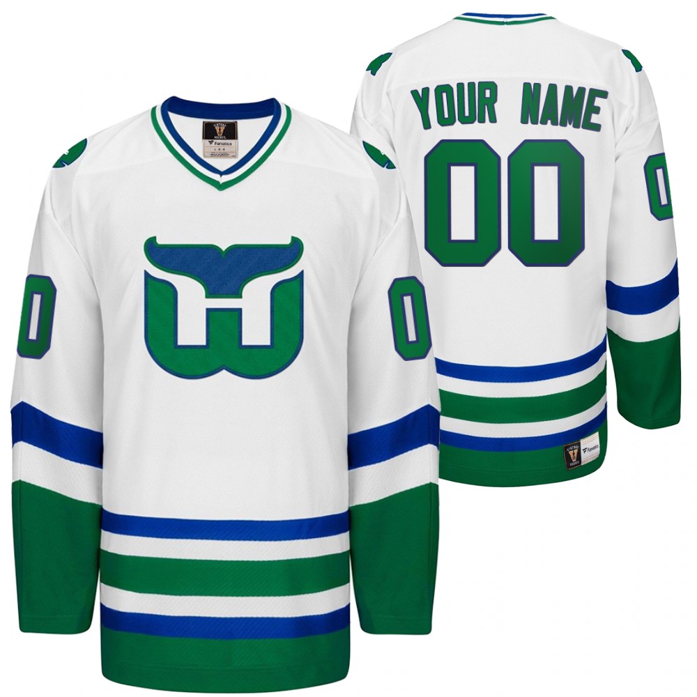 Carolina Hurricanes Hartford Heritage Whalers Night Custom Throwback White Jersey