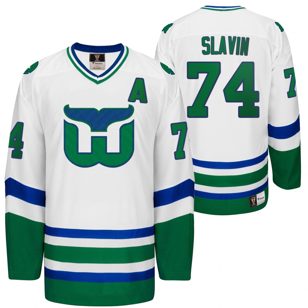 Carolina Hurricanes Hartford Heritage Whalers Night Jaccob Slavin Throwback White Jersey