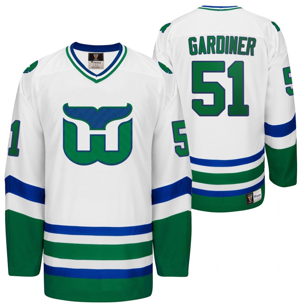 Carolina Hurricanes Hartford Heritage Whalers Night Jake Gardiner Throwback White Jersey
