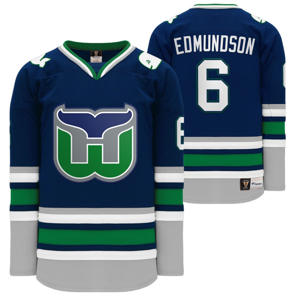 Carolina Hurricanes Hartford Heritage Whalers Night Joel Edmundson Throwback Navy Jersey