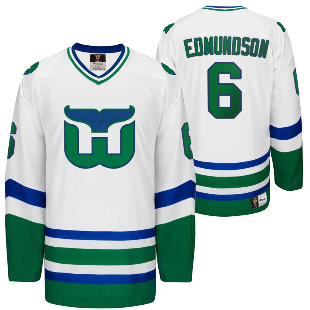 Carolina Hurricanes Hartford Heritage Whalers Night Joel Edmundson Throwback White Jersey