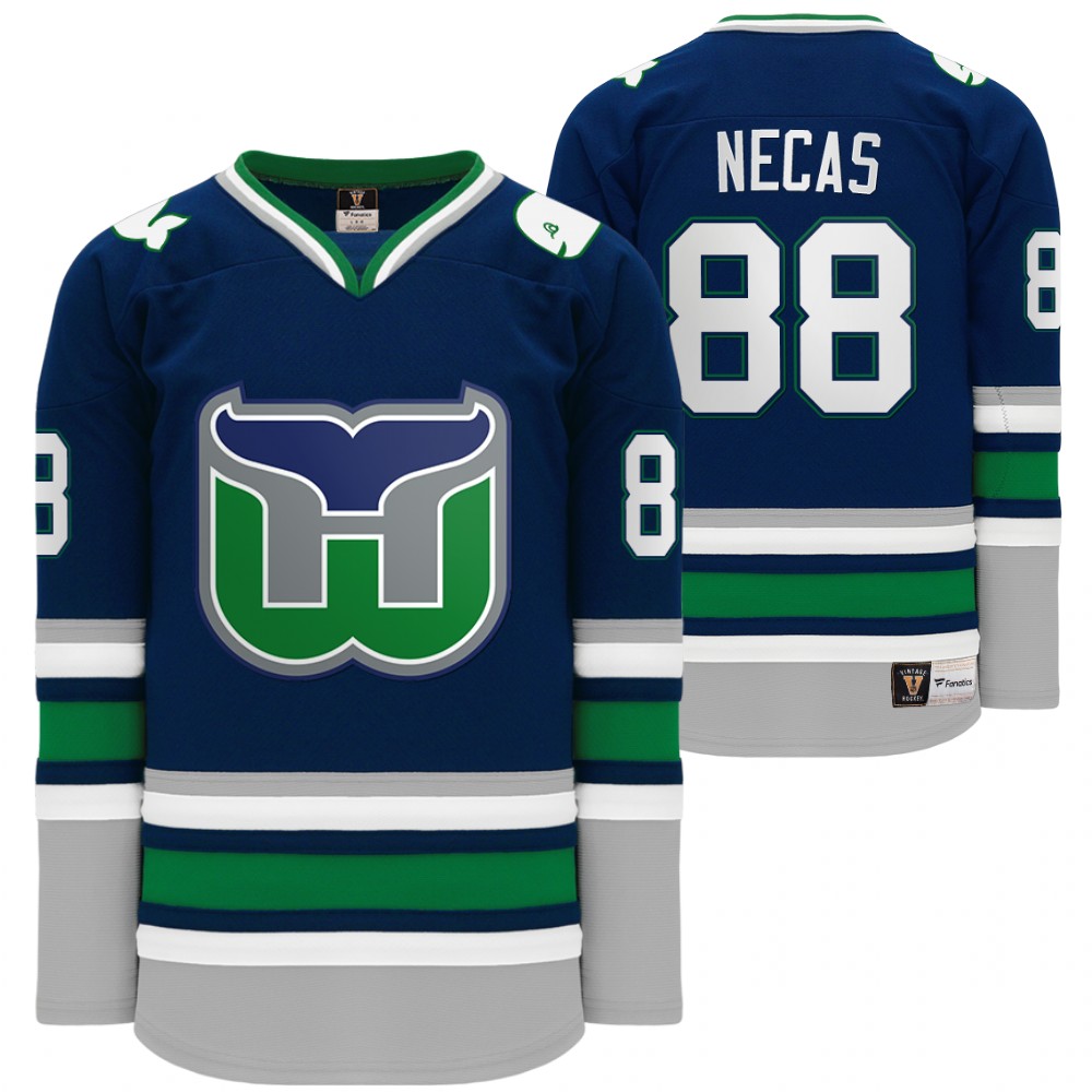 Carolina Hurricanes Hartford Heritage Whalers Night Martin Necas Throwback Navy Jersey