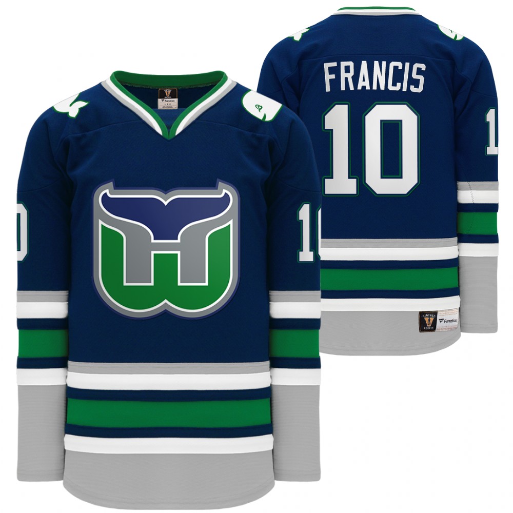 Carolina Hurricanes Hartford Heritage Whalers Night Ron Francis Throwback Navy Jersey