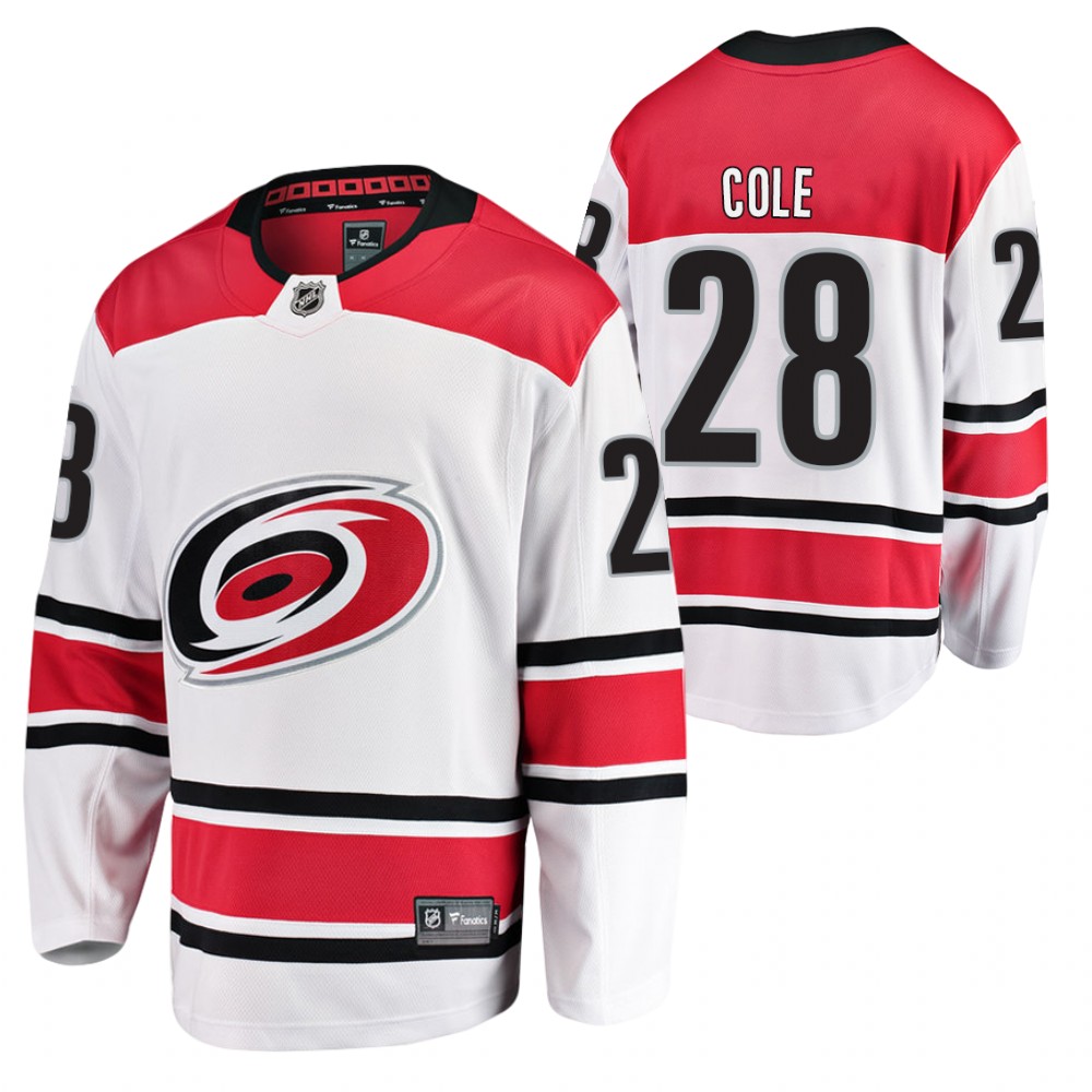 Carolina Hurricanes Ian Cole White Away Player 2021 Jersey