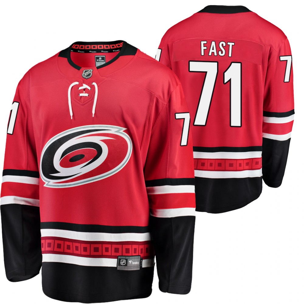Carolina Hurricanes Jesper Fast Red Home Breakaway Player 2020-21 Jersey