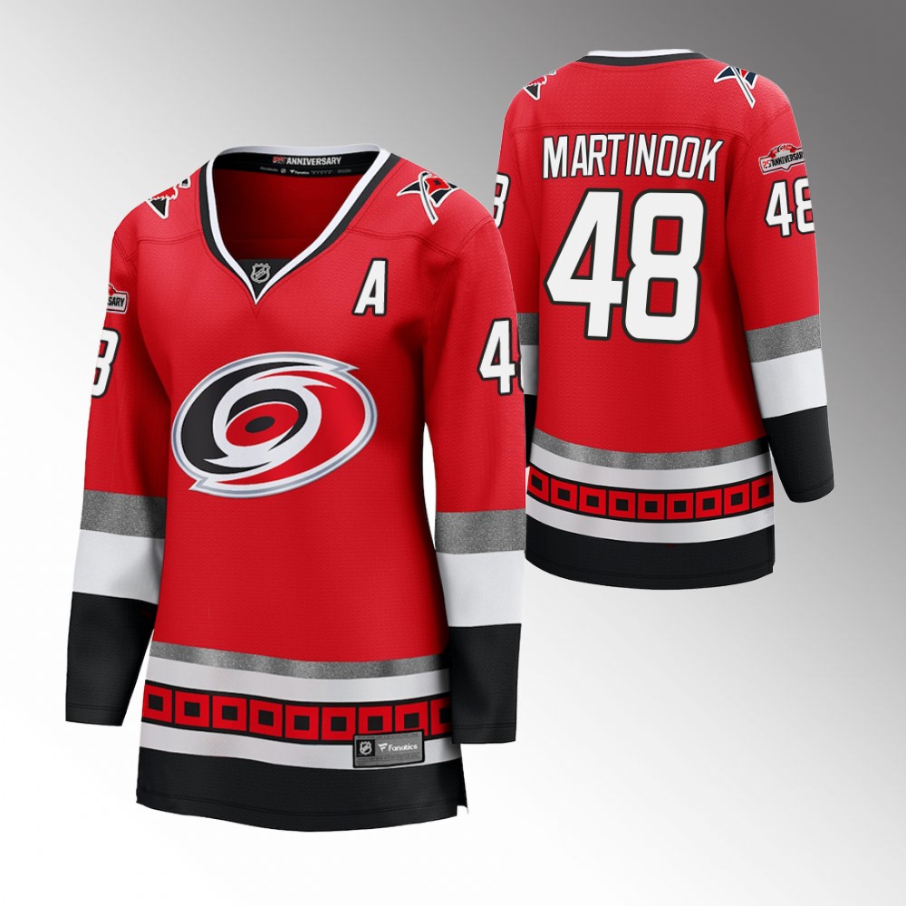 Carolina Hurricanes Jordan Martinook Women Red 25th Anniversary Jersey