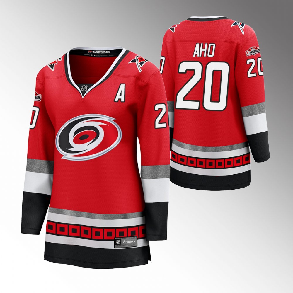 Carolina Hurricanes Sebastian Aho Women Red 25th Anniversary Jersey