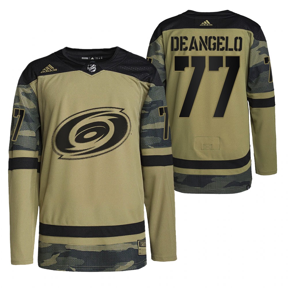 Carolina Hurricanes Tony DeAngelo Camo Military Appreciation Practice Jersey
