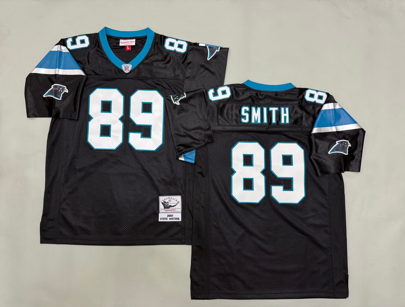 Carolina Panthers Jersey Number 89 On The Panthers Mitchell Ness Men's Carolina Panthers  Steve Smith #89