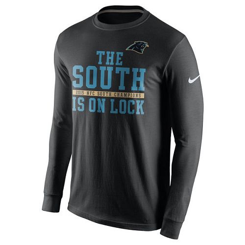 Carolina Panthers Nike Charcoal 2015 NFC South Division Champions Long Sleeves T-Shirt