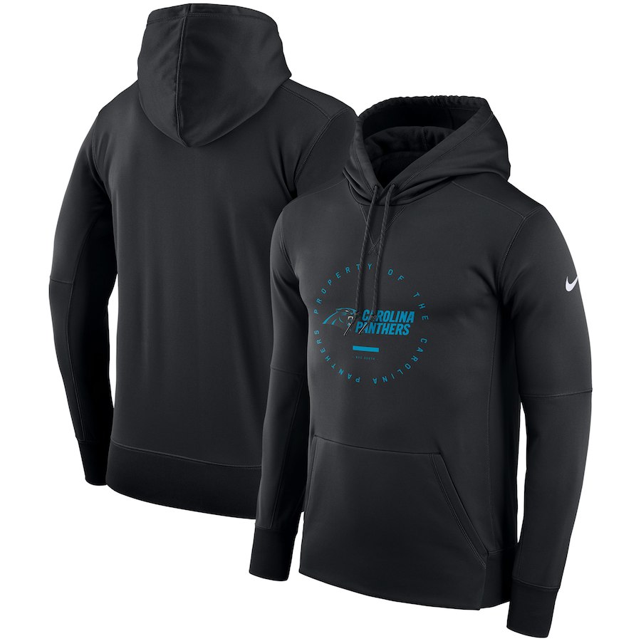 Carolina Panthers Nike Sideline Property Of Wordmark Logo Performance Pullover Hoodie Black