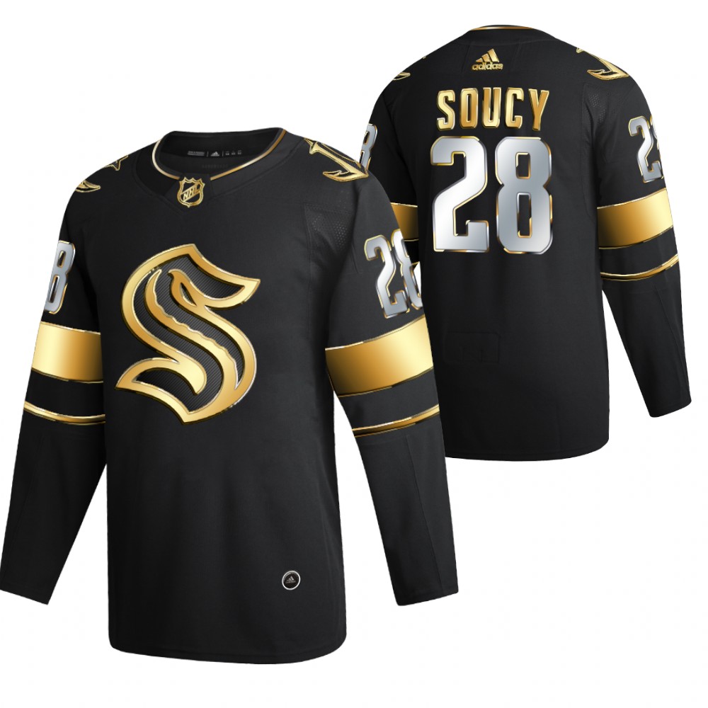 Carson Soucy Seattle Kraken Black Golden Edition Jersey Authentic